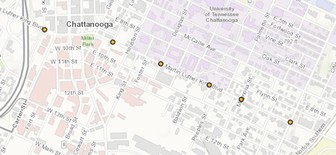 Six GridSmart sensors are located along Martin Luther King Jr. Boulevard.